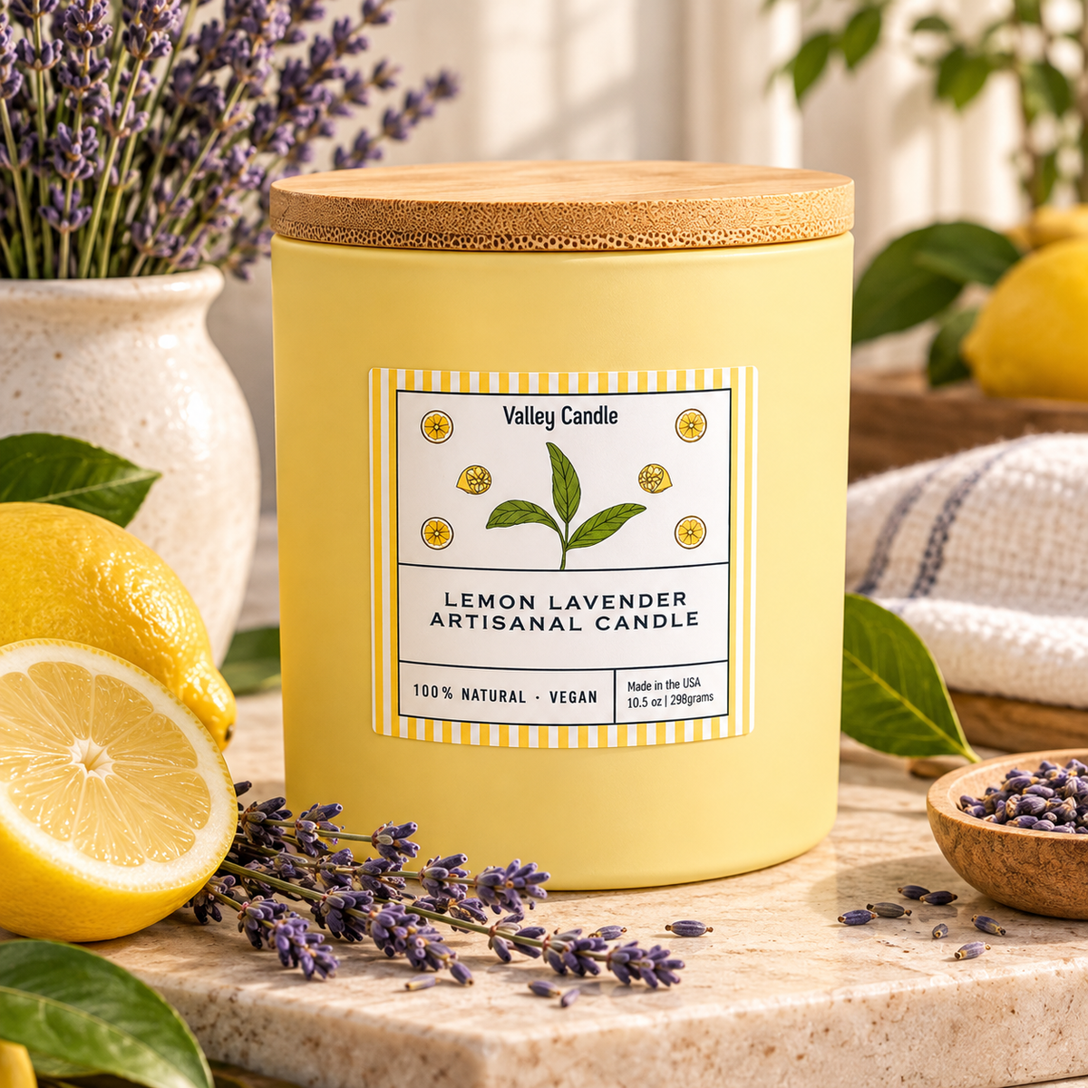 Lemon Lavender - 10oz Hand Made Soy Candle